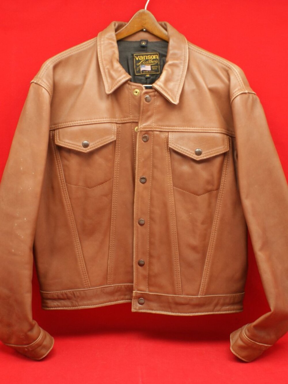 Vanson Leather Size 46 / 2XL Tan Leather Jacket - Boston, Mass